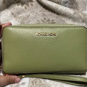 Michael Kors Green Pebbled Leather Wallet